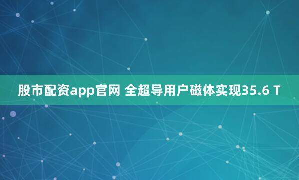 股市配资app官网 全超导用户磁体实现35.6 T